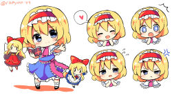 Rule 34 | 3girls, alice margatroid, anger vein, apron, ascot, black footwear, black shirt, black sleeves, blonde hair, blue dress, blue eyes, bobby socks, book, bow, capelet, chibi, closed mouth, dress, embarrassed, frilled ascot, frilled dress, frilled hairband, frilled sash, frills, grimoire of alice, hair bow, hairband, happy, heart, highres, holding, holding book, hourai doll, lolita hairband, long hair, long sleeves, maid, mary janes, mini person, minigirl, multiple girls, outstretched arm, pink ascot, pink sash, ramudia (lamyun), red bow, red dress, red hairband, sash, shanghai doll, shirt, shoes, short hair, short sleeves, smile, socks, split mouth, surprised, touhou, very long hair, white capelet, white legwear, wide sleeves, | |