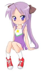 Rule 34 | 00s, bow, cheerleader, child, hiiragi kagami, lucky star, norere, purple eyes, purple hair, shoes, sneakers, tagme, twintails