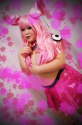 Rule 34 | 1girl, animal ears, asian, blue eyes, breasts, cosplay, large breasts, melona (queen&#039;s blade), melona (queen&#039;s blade) (cosplay), photo (medium), pink hair, plump, queen&#039;s blade, rabbit ears, replica doll, solo