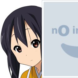 Rule 34 | 1girl, black hair, k-on!, long hair, mugen ouka, nakano azusa, no image, peeking out, pixiv, portrait, solo, twintails, vector trace