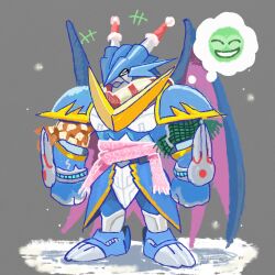 Rule 34 | 1boy, armor, christmas, closed eyes, digimon, digimon (creature), dragon, highres, male focus, snow, snowing, solo, ulforcev-dramon, wings