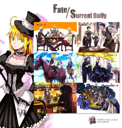 Rule 34 | + +, 5girls, 6+boys, ahoge, alcohol, alternate costume, alternate hairstyle, apron, archer (fate), arm up, artist name, artoria pendragon (all), artoria pendragon (fate), ascot, assassin, assassin (fate/zero), bag, bandana, bar (place), bartender, beard, beer, beer mug, berserker (fate/zero), black dress, black hair, black legwear, blonde hair, blue eyes, blue hair, bottle, bowing, bracelet, breasts, bucephalus (fate), business suit, cane, chair, character name, child assassin (fate/zero), chopsticks, cleavage, closed eyes, cloud, cloudy sky, cu chulainn (fate), cu chulainn (fate/stay night), cup, dark-skinned female, dark-skinned male, dark skin, diarmuid ua duibhne (lancer) (fate), dress, drinking glass, earrings, english text, engrish text, artistic error, facial hair, fate/stay night, fate/zero, fate (series), female assassin (fate/zero), folding fan, food, formal, gilgamesh (fate), gilles de rais (caster) (fate), gloves, gothic lolita, green eyes, grey eyes, grill, grin, hair between eyes, hair ribbon, hand fan, hassan of the cursed arm (fate), hat, heracles (fate), highres, hood, horse, horseback riding, iskandar (fate), jewelry, kokutou akiba, kokutouakiba, light rays, lolita fashion, long hair, mask, medea (fate), medusa (fate), medusa (rider) (fate), mug, multiple boys, multiple girls, necklace, necktie, open mouth, pants, pantyhose, plastic bag, plate, pointy ears, ponytail, purple hair, ranguage, red eyes, red hair, ribbon, riding, rivalry, saber (fate), sasaki kojirou (fate), sewing machine, short hair, sitting, skirt, sky, smile, smoke, sparkle, spoilers, suit, sunbeam, sunlight, table, typo, uniform, vest, waiter, white gloves, white hair, wine glass, wiping, yellow eyes