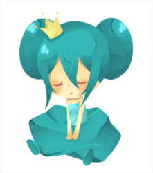 Rule 34 | beatmania, beatmania iidx, chibi, closed eyes, crown, green hair, himuka, lowres, simple background, smooooch, solo, white background