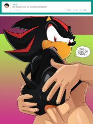 Rule 34 | 2boys, artist name, body fur, commentary, english commentary, english text, furry, highres, multiple boys, nearphotison, penis, red eyes, sega, sex, shadow the hedgehog, sonic (series), yaoi
