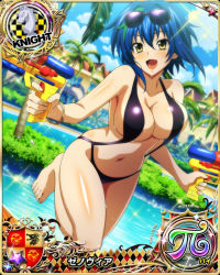 Rule 34 | 1girl, blue hair, breasts, card (medium), character name, chess piece, green hair, high school dxd, high school dxd pi, knight (chess), large breasts, multicolored hair, official art, short hair, solo, source request, streaked hair, swimsuit, trading card, two-tone hair, xenovia quarta, yellow eyes