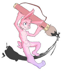 Rule 34 | 1boy, animal ears, blue eyes, calligraphy brush, furry, furry male, giant brush, highres, hybridstaar, ink, male focus, paint, paintbrush, solo, tail