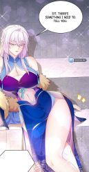 Rule 34 | 1girl, breasts, chinese clothes, cleavage, highres, large breasts, long hair, long legs, manhua, white hair, wide hips