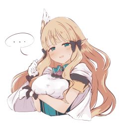 Rule 34 | blonde hair, blue eyes, blunt bangs, elf, gloves, highres, keinesandayoooo, pointy ears, princess connect!, saren (princess connect!), simple background, solo, upper body, white background