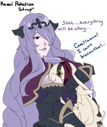 Rule 34 | 2girls, asphyxiation, between breasts, breast smother, breasts, camilla (fire emblem), corrin (female) (fire emblem), corrin (fire emblem), face to breasts, fire emblem, fire emblem fates, head between breasts, height difference, highres, hug, large breasts, multiple girls, nintendo, purple hair, tagme, white hair