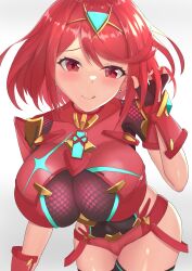 Rule 34 | absurdres, breasts, highres, large breasts, pyra (xenoblade), red eyes, red hair, shiratamaaji, short hair, xenoblade chronicles (series), xenoblade chronicles 2