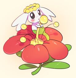 Rule 34 | bloominglynx, blush stickers, creatures (company), flabebe, flower, full body, game freak, gen 6 pokemon, highres, looking at viewer, nintendo, no humans, pokemon, pokemon (creature), red flower, simple background, solo