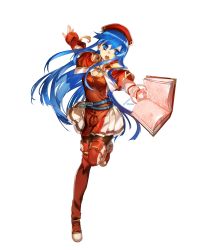 Rule 34 | 1girl, blue eyes, blue hair, book, boots, capelet, dress, fire emblem, fire emblem: the binding blade, fire emblem heroes, full body, gloves, hat, highres, holding, holding book, leg up, lilina (fire emblem), long hair, nintendo, official art, open mouth, pantyhose, pleated skirt, red footwear, red thighhighs, short sleeves, skirt, solo, thigh boots, thighhighs, transparent background