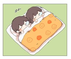 Rule 34 | 2girls, akagi (kancolle), bed, bed sheet, blush, brown hair, bubble, chibi, commentary request, closed eyes, ina (1813576), kaga (kancolle), kantai collection, long hair, lying, multiple girls, pillow, sleeping, aged down