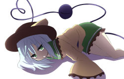 Rule 34 | 1girl, bad id, bad pixiv id, cafe choco, cafechoco (collective), female focus, green eyes, hat, heart, heart of string, komeiji koishi, legs, short hair, silver hair, solo, touhou