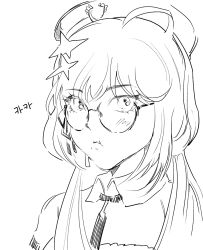 Rule 34 | 1girl, artist request, beret, caca (destiny child), destiny child, glasses, hair ornament, hat, highres, looking at viewer, low twintails, mole, mole under mouth, monochrome, pout, simple background, twintails