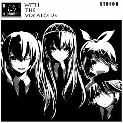 Rule 34 | 1boy, 3girls, album cover, album cover redraw, brother and sister, cover, derivative work, formal, greyscale, hair ornament, hair ribbon, hairband, hairclip, hatsune miku, headphones, high contrast, kagamine len, kagamine rin, long hair, megurine luka, monochrome, multiple girls, necktie, one eye closed, pant suit, pants, parody, ribbon, senri gan, siblings, smile, suit, the beatles, twins, twintails, vocaloid, wink, with the beatles