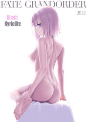 Rule 34 | 1girl, absurdres, ass, backlighting, besmiled, breasts, completely nude, fate/grand order, fate (series), hair over one eye, highres, large breasts, light purple hair, looking at viewer, mash kyrielight, nipples, nude, purple eyes, short hair, smile