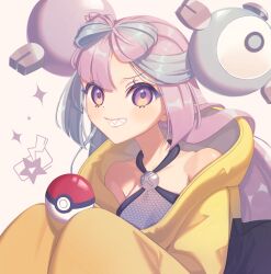 Rule 34 | 1girl, bow-shaped hair, character hair ornament, creatures (company), game freak, hair ornament, hexagon print, iono (pokemon), jacket, long hair, low-tied long hair, miri (cherryjelly), multicolored hair, nintendo, oversized clothes, pink eyes, pink hair, pokemon, pokemon sv, sharp teeth, sleeves past fingers, sleeves past wrists, solo, teeth, twintails, two-tone hair, very long hair, very long sleeves, x, yellow jacket