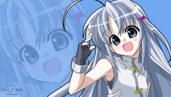 Rule 34 | 00s, 1girl, hair ornament, handheld game console, lowres, lyrical nanoha, mahou shoujo lyrical nanoha, mahou shoujo lyrical nanoha strikers, playstation portable, reinforce zwei, solo, x hair ornament