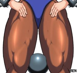 Rule 34 | animated, animated gif, between legs, between thighs, bracelet, capcom, chun-li, crushing, female focus, flexing, jewelry, leotard, lowres, muscular, ren (tainca2000), simple background, skin tight, spiked bracelet, spikes, squeezing, street fighter, thick thighs, thighs, toned