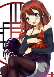 Rule 34 | 1girl, :d, absurdres, animal, bird, black pantyhose, blue eyes, brown hair, carrying, casual, chicken, collarbone, headpat, highres, long hair, looking at viewer, low twintails, open mouth, original, pantyhose, pantyhose under shorts, rooster, sheita, shorts, smile, spaghetti strap, twintails
