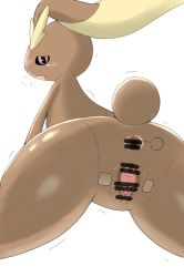 Rule 34 | 1girl, anus, artist request, ass, black sclera, blush, breath, censored, colored sclera, creatures (company), female focus, furry, furry female, game freak, gen 4 pokemon, half-closed eyes, lopunny, nintendo, no humans, open mouth, pokemon, pokemon (creature), pokemon dppt, pussy, red eyes, solo, spread anus, spread pussy, tape, tears, transparent censoring
