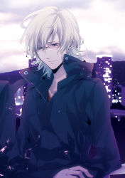 Rule 34 | 10s, 1boy, bad id, bad pixiv id, barnaby brooks jr., blonde hair, glasses, gradient background, green eyes, jacket, male focus, outdoors, sky, solo, tiger &amp; bunny, xia (ryugo)