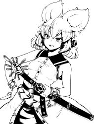 Rule 34 | 1girl, absurdres, bare arms, belt, bracelet, breasts, cowboy shot, earmuffs, greyscale, hair between eyes, highres, himajin noizu, jewelry, monochrome, pointy hair, small breasts, solo, touhou, toyosatomimi no miko