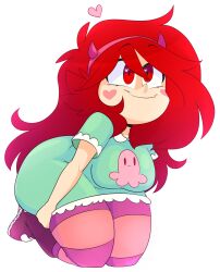 Rule 34 | 1girl, absurdres, cosplay, curly hair, full body, heart, highres, long hair, red eyes, red hair, smile, star butterfly (cosplay), star vs the forces of evil, toon (style), toon michaela, toxicsoul77, transparent background