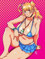 Rule 34 | 1girl, bikini, blonde hair, breasts, galko, ganto, huge breasts, oshiete! galko-chan, solo, swimsuit