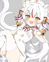 Rule 34 | animal ears, bell, commentary request, commission, fang, fox ears, fox girl, fox tail, hair ornament, happy, hat, indie virtual youtuber, kamiko kana, long hair, nurse, nurse cap, skeb commission, smile, solo, supershiruco, tail, thighhighs, thighs, virtual youtuber, yellow eyes