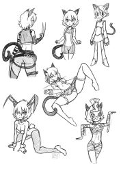 Rule 34 | 1girl, animal ears, athletic leotard, breasts, cat ears, cat girl, cat tail, cosplay, dragonmanx, legs, leotard, monochrome, mummy costume, nathy, petite, playboy bunny, robot, school uniform, short hair, sketch, small breast, small breasts, bad tag, strapless, strapless leotard, tail, thighs, wolverine (cosplay)