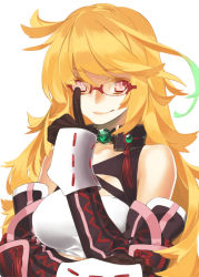 Rule 34 | 1girl, 92m, bad id, bad pixiv id, blonde hair, choker, gauntlets, gem, glasses, gloves, gradient hair, green hair, milla maxwell, multicolored hair, red eyes, smile, solo, strapless, tales of (series), tales of xillia, tube top