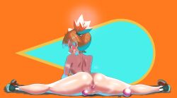 1girl anal anal_beads anal_object_insertion anus ass asymmetrical_hair back blush breasts butt_plug censored creatures_(company) female_focus flexible from_behind full_body game_freak highres huge_ass legs looking_back misty_(pokemon) nintendo nude object_insertion orange_background orange_hair pokemon pokemon_lgpe pokemon_rgby ponytail pussy raida_(fmuc5473) sex sex_toy shiny_skin shoes short_hair shoulder_blades side_ponytail simple_background sneakers solo split spread_legs thick_thighs thighs uncensored wide_spread_legs