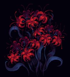 Rule 34 | artist request, black background, flower, no humans, original, pixel art, spider lily