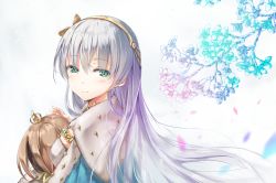 Rule 34 | 1girl, anastasia (fate), blue eyes, blush, cape, commentary request, crown, doll, dress, fate/grand order, fate (series), hairband, hellnyaa, holding, jewelry, long hair, looking at viewer, mini crown, ribbon, royal robe, silver hair, solo, very long hair