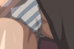 Rule 34 | animated, animated gif, panties, shindou ai (soushisouai note), soushisouai note, spread legs, striped clothes, striped panties, sweat, twitching, underwear, wet, wet clothes, wet panties