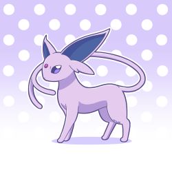 Rule 34 | artsy-rc, creatures (company), espeon, game freak, gen 2 pokemon, gradient background, highres, looking at viewer, nintendo, no humans, outline, pokemon, pokemon (creature), polka dot, polka dot background, purple background, purple eyes, signature, solo, white outline