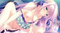 Rule 34 | 1boy, 1girl, blush, censored, cowgirl position, from below, game cg, girl on top, highres, long hair, mosaic censoring, otome domain, penis, sex, smile, straddling, trap, trap on female
