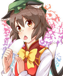 Rule 34 | 1girl, bad id, bad pixiv id, chen, female focus, food, hat, popsicle, solo, soto miyako, tongue, touhou, upper body, white background