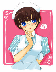 Rule 34 | 1girl, akatsuki (akatsukishiki), akatsuki (artist), blue eyes, brown hair, nurse, solo