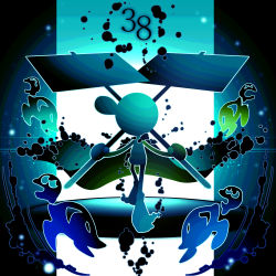 Rule 34 | 1boy, alternate color, blue theme, flag, full body, game &amp; watch, gradient background, highres, male focus, mr. game &amp; watch, nintendo, shiwasuda kuuu, solo, standing, super smash bros., turtle