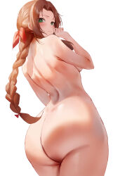 Rule 34 | 1girl, absurdres, aerith gainsborough, ass, final fantasy, final fantasy vii, highres, huge ass, looking back, nude, rororo