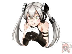 Rule 34 | 2girls, bare shoulders, blush stickers, collarbone, destroyer (girls&#039; frontline), food, food on face, girls&#039; frontline, happy, long hair, multiple girls, onigiri, rob 110101101, sangvis ferri, sidelocks, silver hair, smile, solo focus, twintails, very long hair, yellow eyes