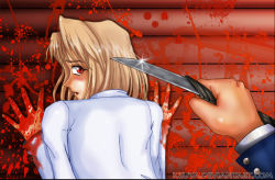 Rule 34 | 00s, arcueid brunestud, blonde hair, blood, breath, knife, kzuya, melty blood, red eyes, short hair, tonho shiki, tsukihime