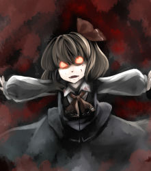 Rule 34 | 1girl, aaru (tenrake chaya), absurdres, blood, female focus, glowing, glowing eyes, highres, open mouth, outstretched arms, rumia, solo, touhou