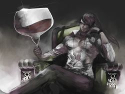 Rule 34 | 1boy, alcohol, cup, drinking glass, glass, glasses, homex, kamui gakupo, crossed legs, male focus, oversized object, sitting, solo, throne, vocaloid, what is a man?, wine, wine glass