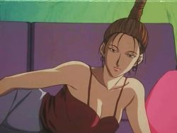 Rule 34 | 1990s (style), 1girl, animated, animated gif, baise, bare shoulders, blue eyes, braid, breasts, brown hair, camisole, cleavage, couch, earrings, hunter x hunter, jewelry, large breasts, solo, standing