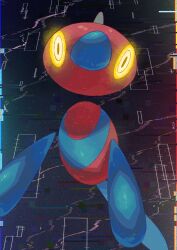 Rule 34 | chromatic aberration, creatures (company), film grain, floating head, game freak, gen 4 pokemon, glitch, glowing, glowing eyes, grey background, highres, inyo 124, light particles, nintendo, no humans, pokemon, pokemon (creature), porygon-z, rectangle, solo, yellow eyes