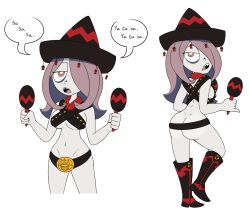 Rule 34 | 10s, 1girl, artist request, ass, little witch academia, miscon, simple background, solo, sucy manbavaran, tagme, white background, witch